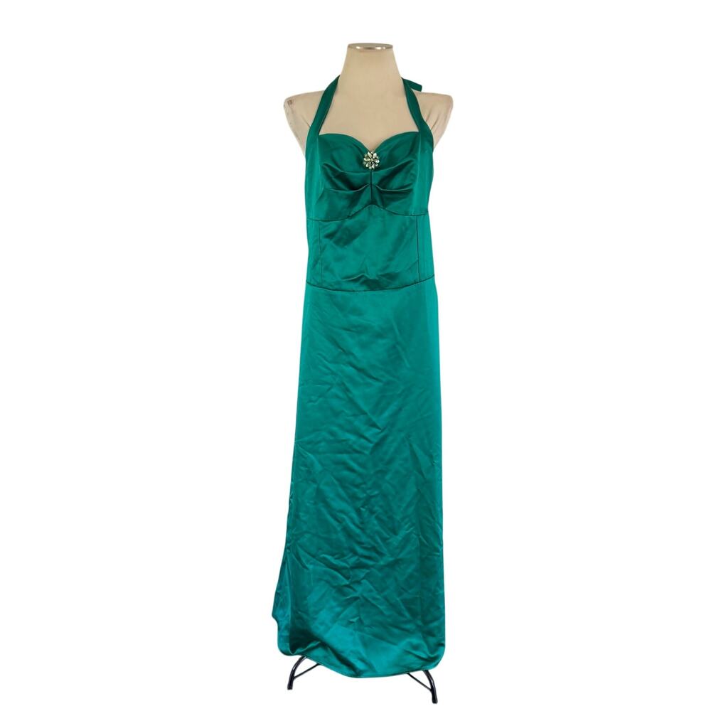 NWT Vtg Y2K 2000s Green Halter Gown Plus Size 22 Prom Event Formal Twee Wedding